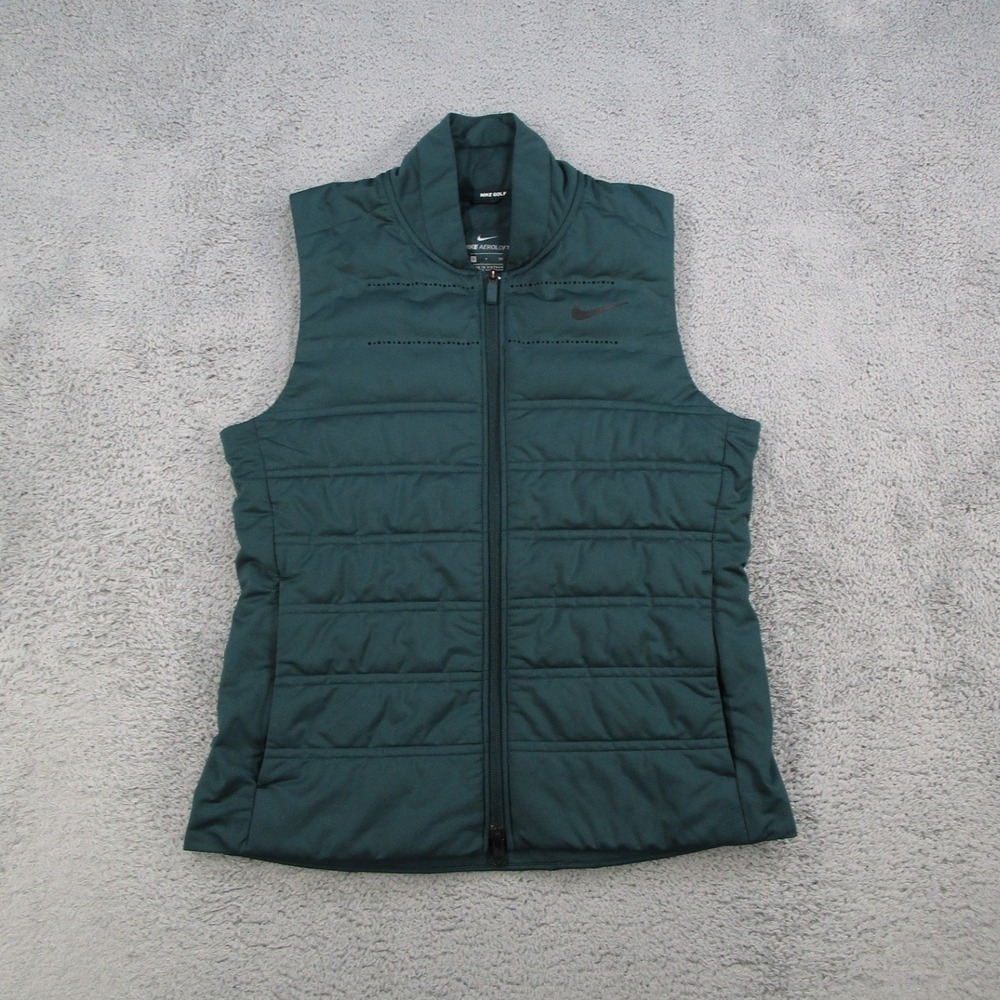 Nike Golf Aeroloft Vest Womens Small Green Quilted Puffer Full Zip 930236-372